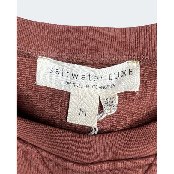 Saltwater Luxe Womens M Crewneck Sweatshirt Spice Cotton Lace Back & Sleeve Deta - Picture 3 of 15